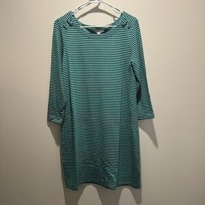 Lila Rose Women's dress Teal Blue And White Striped Size L Long Sleeve